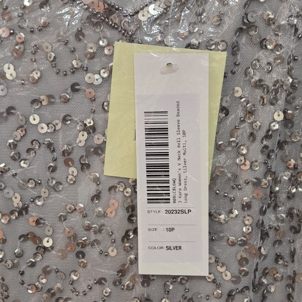 J Kara womens Petite Long Beaded Dress‎ with V-Neck Special Occasion Dress 10P - Picture 7 of 7